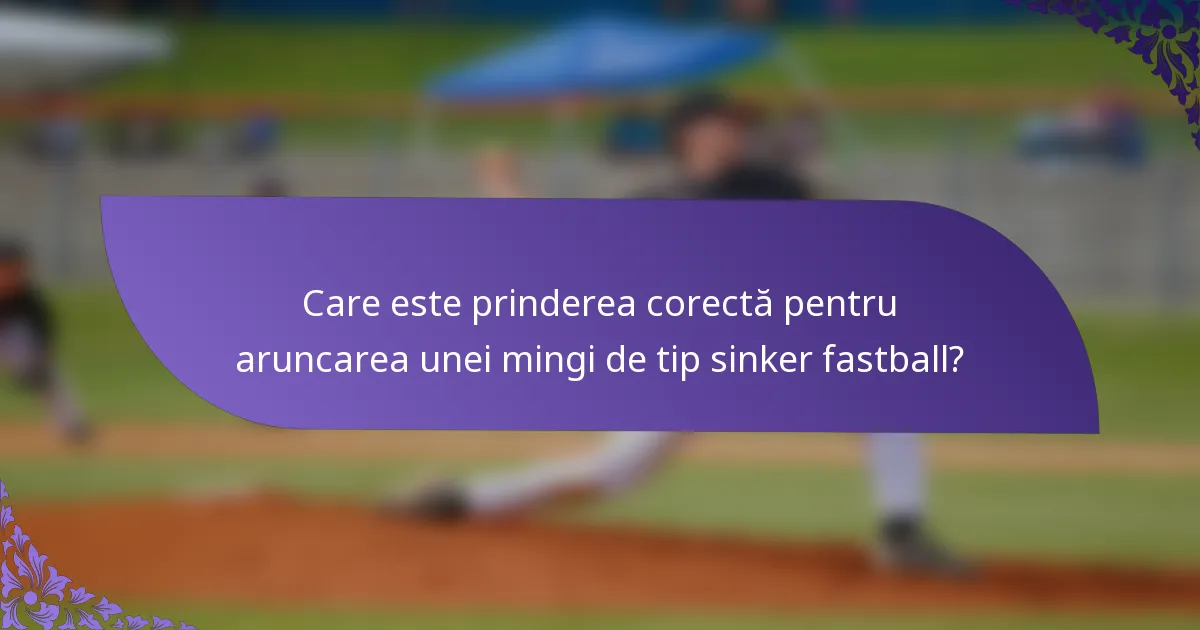 Care este prinderea corectă pentru aruncarea unei mingi de tip sinker fastball?