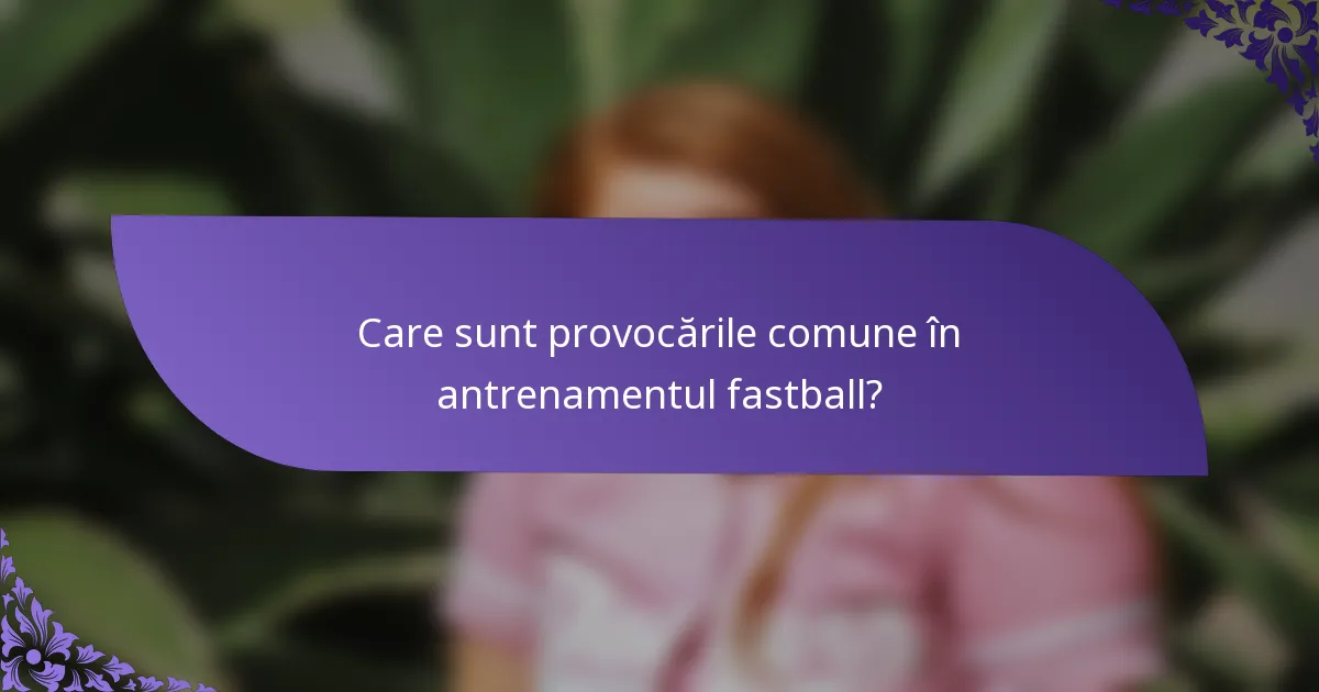Care sunt provocările comune în antrenamentul fastball?