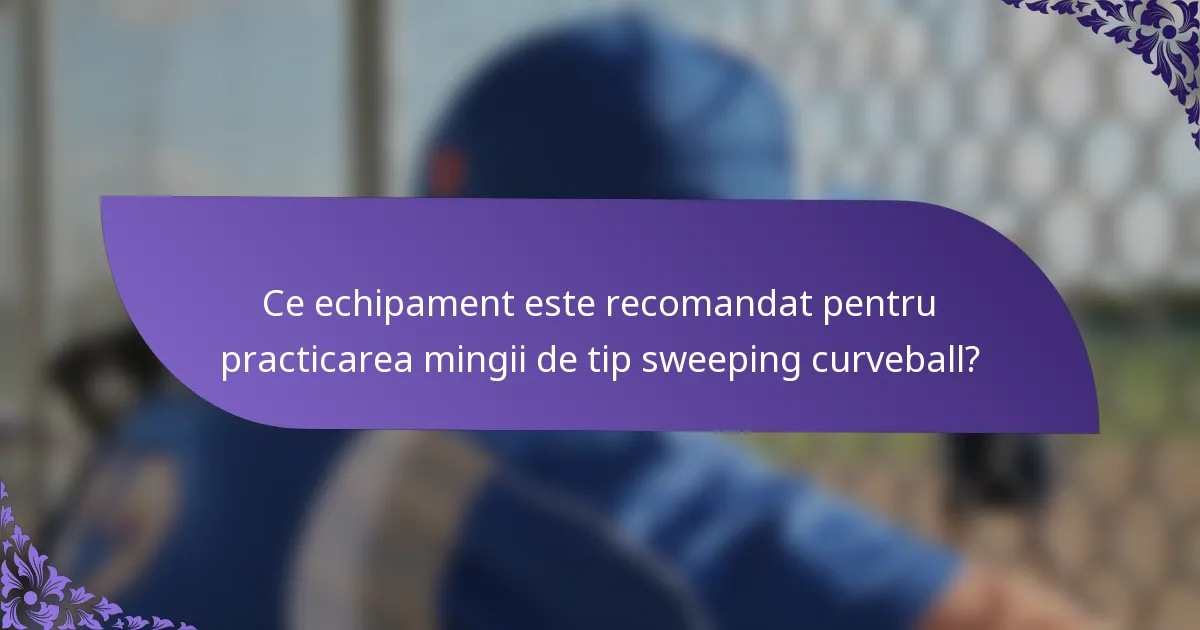 Ce echipament este recomandat pentru practicarea mingii de tip sweeping curveball?