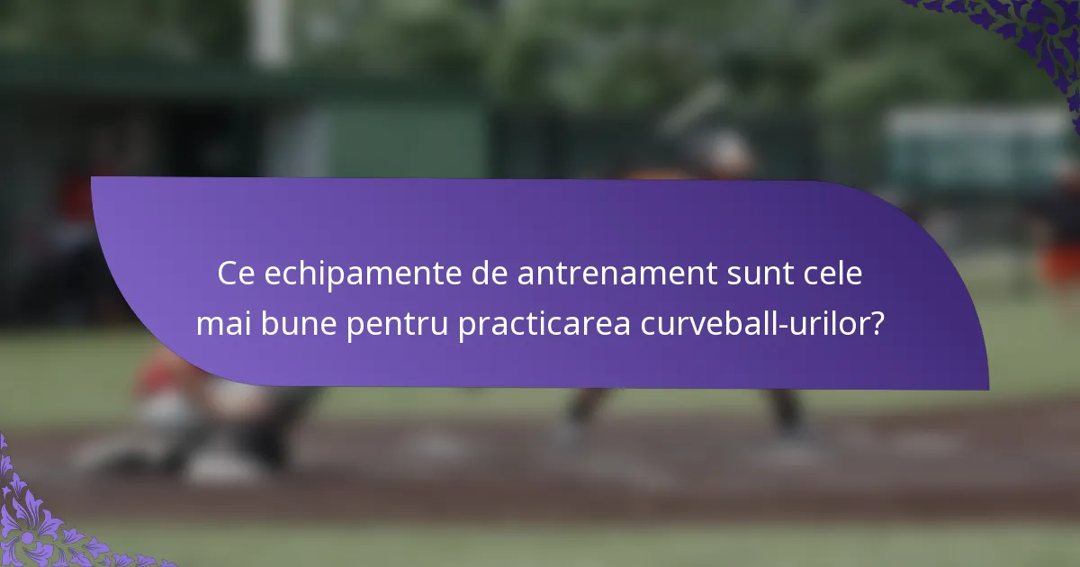 Ce echipamente de antrenament sunt cele mai bune pentru practicarea curveball-urilor?