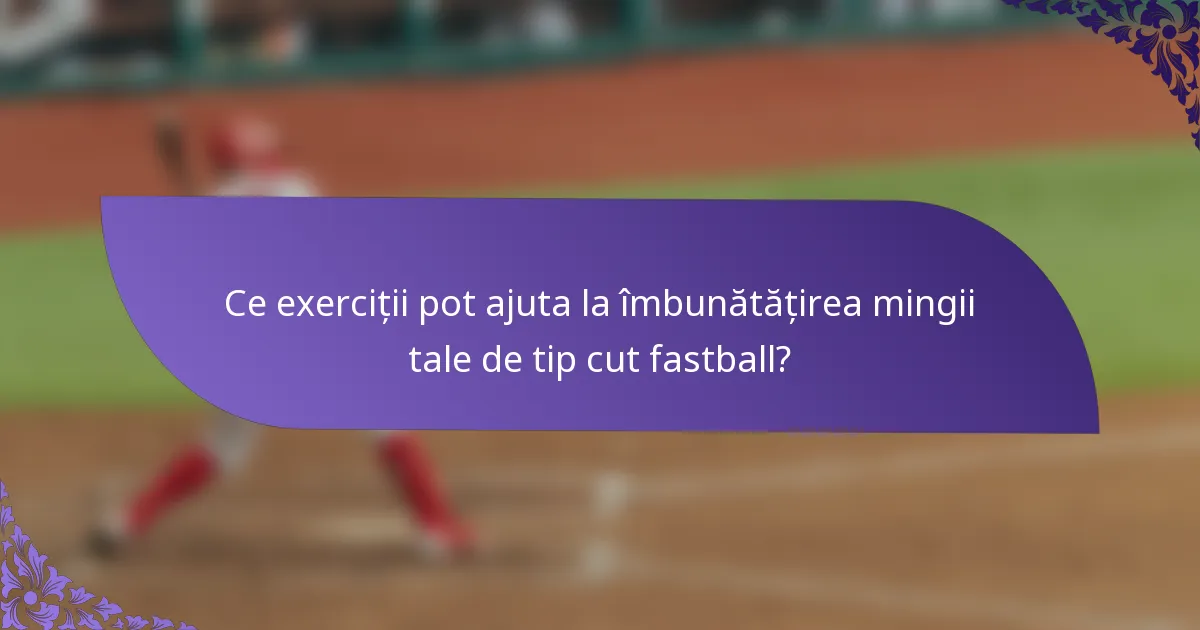 Ce exerciții pot ajuta la îmbunătățirea mingii tale de tip cut fastball?