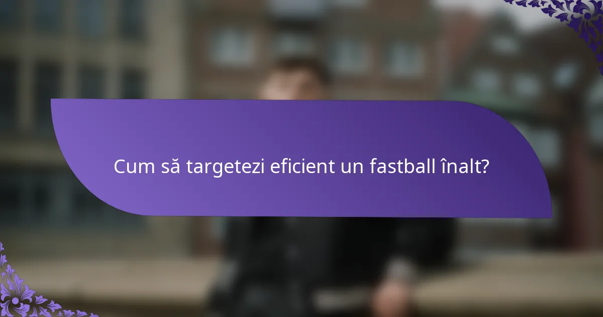 Cum să targetezi eficient un fastball înalt?